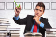 business man checking a list of books he read