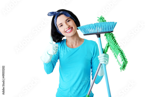 Photo: Happy cleaning woman Happy cleaning woman