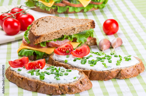 Photo: Sandwiches with ham and cheese Sandwiches with ham and cheese