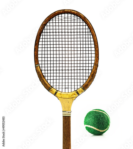 Photo: isolated tennis racket and ball isolated tennis racket and ball
