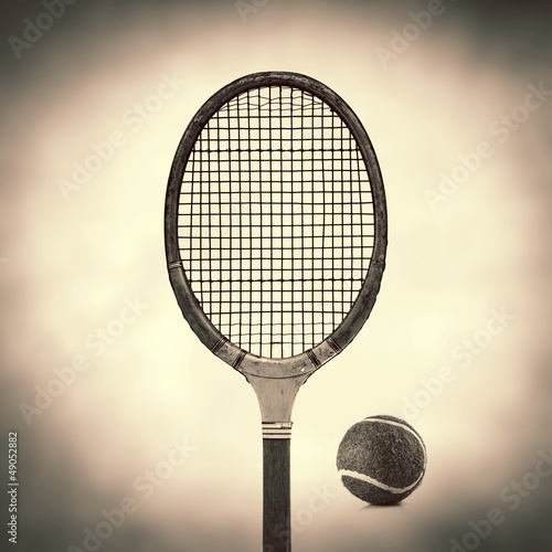 Photo: old vintage tennis racket old vintage tennis racket