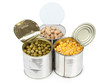 Photo: Corn and beans in metal tins Corn and beans in metal tins