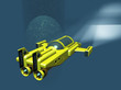 Illustration: Mini submarine under oil rig Mini submarine under oil rig