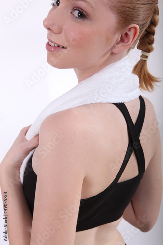 Photo: red-haired girl after sport red-haired girl after sport