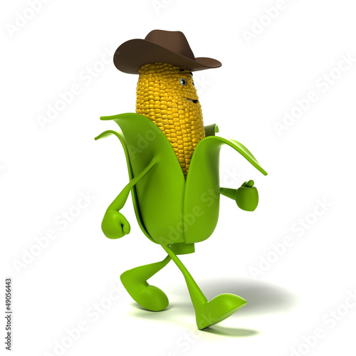 Illustration: 3d rendered illustration of a corn cob character 3d rendered illustration of a corn cob character