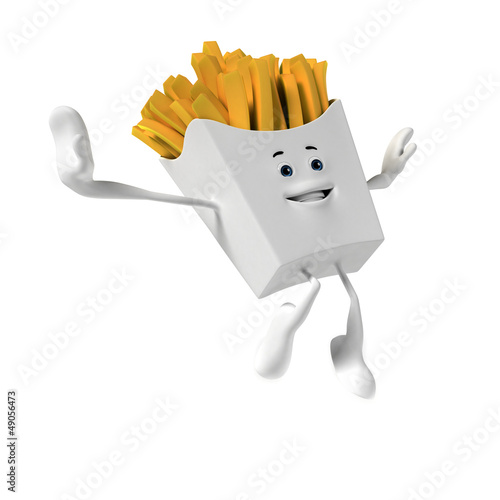 Illustration: 3d rendered illustration of a french fries character 3d rendered illustration of a french fries character