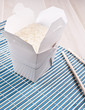 White cooked rice in container