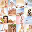 A collage of healthy life images with young and sexy women