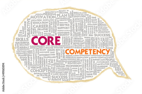 Illustration: Wordcloud on texture paper speech bubble, Core Competency Wordcloud on texture paper speech bubble, Core Competency