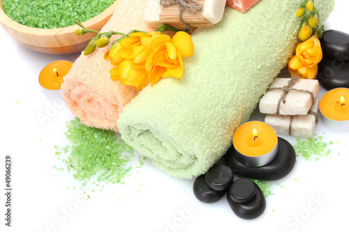 Photo: Spa setting isolated on white Spa setting isolated on white
