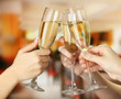 Corporate party sparkling champagne glasses