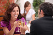Young couple dating at the restaurant