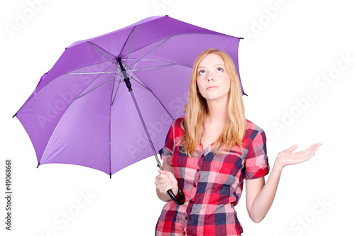 Photo: Woman with violet umbrella Woman with violet umbrella
