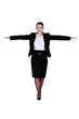 woman walking on white background