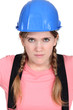 Blond female builder