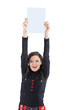 Beatiful business woman with a white banner.