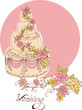 Vector: Wedding cake for wedding invitations or announcements. Wedding cake for wedding invitations or announcements.