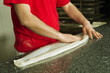 Baking man forming dough