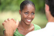 Mixed race couple at the park