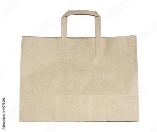Photo: Brown paper bag isolated on white with clipping path Brown paper bag isolated on white with clipping path
