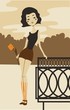 Retro girl with tulip