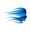 Logo blue girl in the wind # Vector