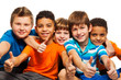 A row of five happy kids