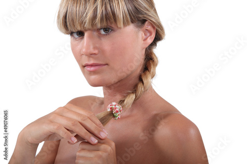 Photo: Blonde woman with braid Blonde woman with braid