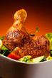Grilled chicken leg and vegetables