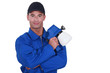 Man holding paint sprayer