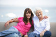 Young woman spending time with grandma
