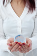 businesswoman with globe