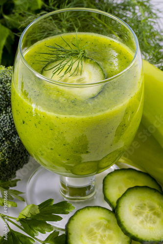 Photo: Health, fresh vegetable juice - weight loss concept Health, fresh vegetable juice - weight loss concept