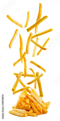 Photo: French fries - flying fried potatoes, fastfood French fries - flying fried potatoes, fastfood