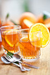 Homemade juice / ice tea with fresh oranges