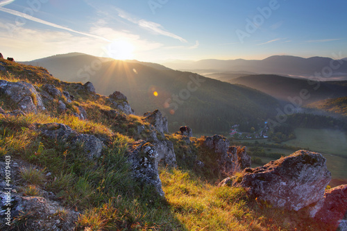 Photo: Mountain panorama with sun Mountain panorama with sun