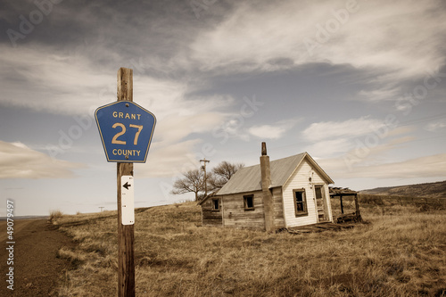 Photo: Ghost town by the rural road in Central Oregon Ghost town by the rural road in Central Oregon