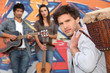 Young people with guitars and drums
