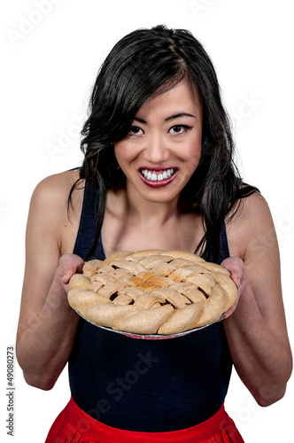 Photo: Woman Chef with Pie Woman Chef with Pie