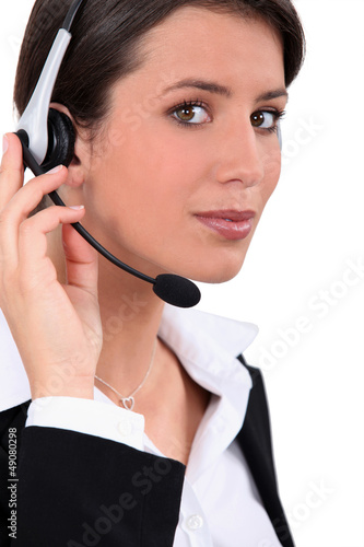 Photo: Young telephone operator Young telephone operator