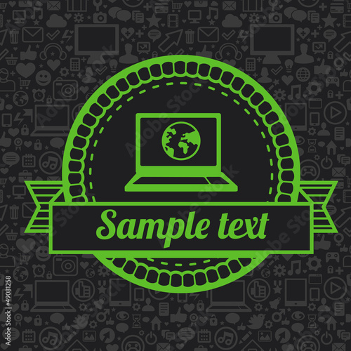 Vector: Vector retro label with laptop icon Vector retro label with laptop icon