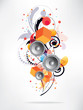 abstract music background with floral elements and swirls