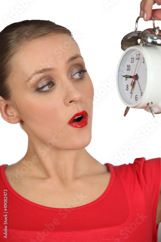 Photo: Woman has realized she is late Woman has realized she is late