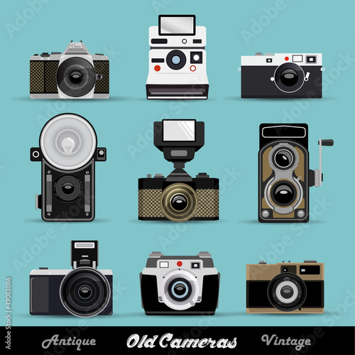 Vector: Set Of Vintage Retro Cameras Set Of Vintage Retro Cameras