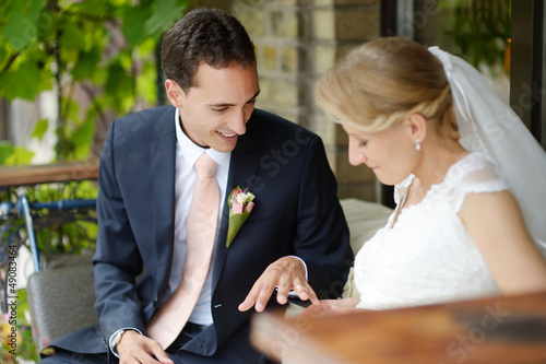 Photo: Happy bride and groom Happy bride and groom