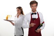 professional waiter and waitress