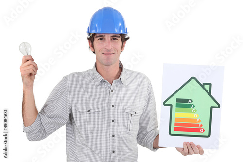 Photo: Electrician holding bulb Electrician holding bulb