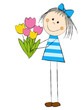 Girl with bouquet of tulips
