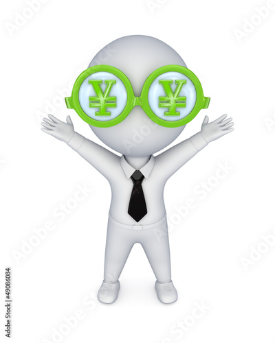 Illustration: Hypnotic glasses with a symbol of yen. Hypnotic glasses with a symbol of yen.