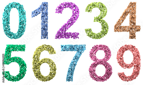 Illustration: Numbers Set - each numbers consists of respective small numbers Numbers Set - each numbers consists of respective small numbers